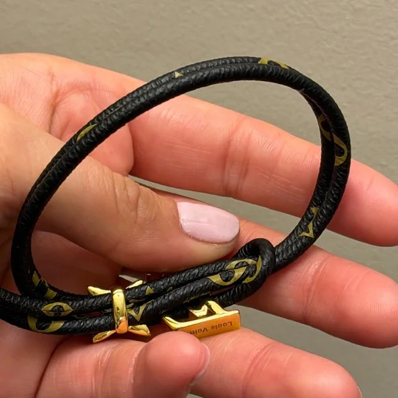 Gold lv leather black and tan Bracelet - Picture 10 of 11